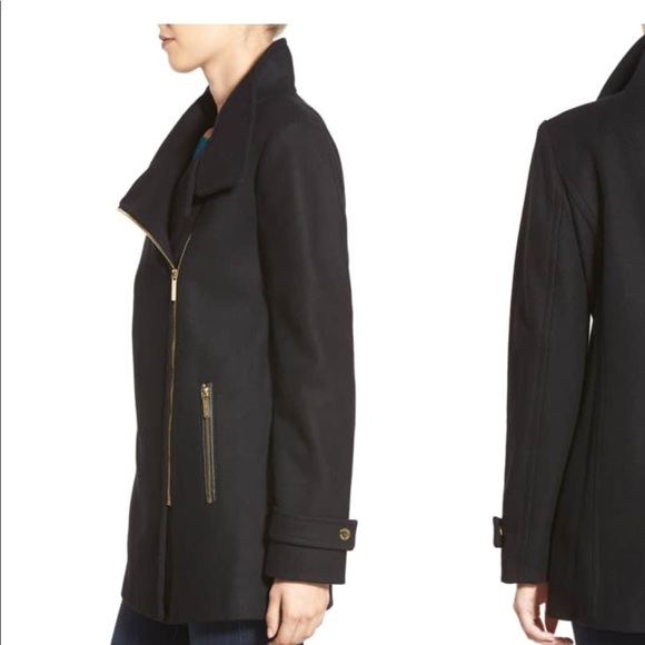 Michael Kors black wool moto jacket coat - Picture 2 of 7